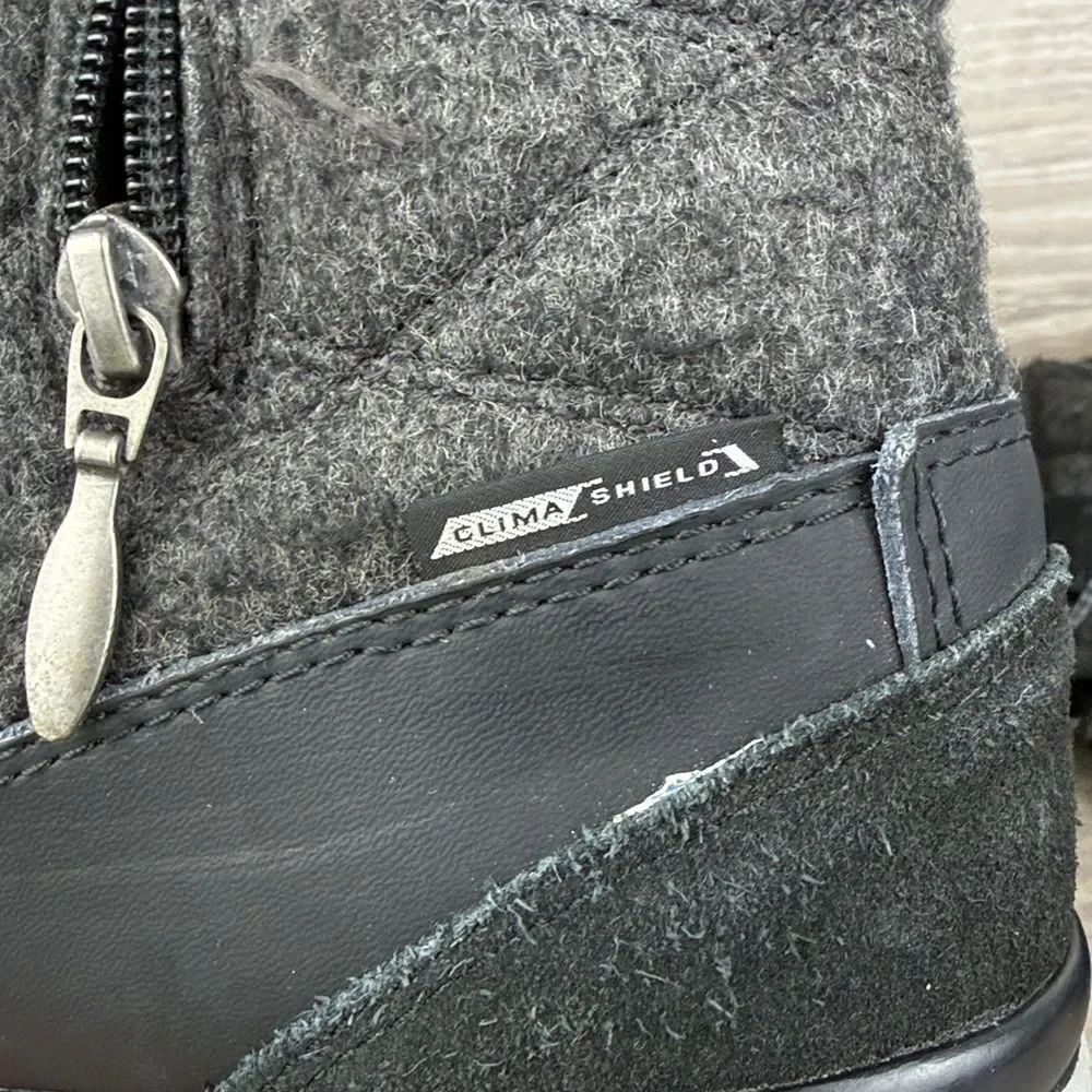 Salomon Hime Women's Sz 10 Warm Waterproof Tall Quilted Dark Gray Black Boots